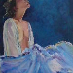 La donna in blu, olio su tavola, cm 70x50