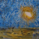 Delfini al sole mista su tela cm 20x15 Vincent